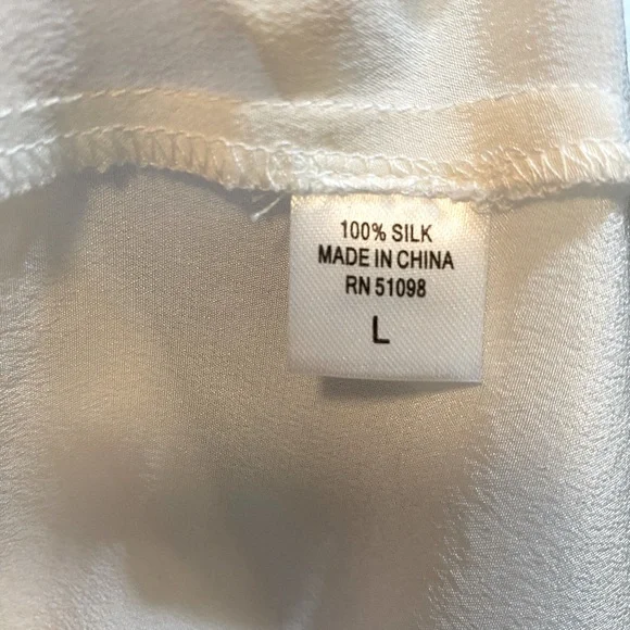 ACROBAT Ivory White Silk Lace Up Blouse L - Picture 6 of 12